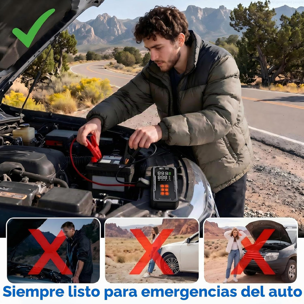 Arrancador con compresor de aire de 160 PSI, batería de coche de 12...