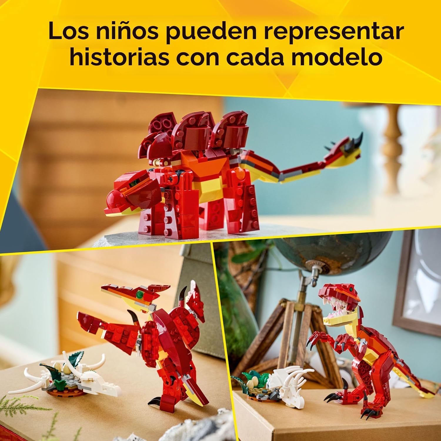 LEGO Creator 3 en 1 - Juguete de construcción de dinosaurios feroce...