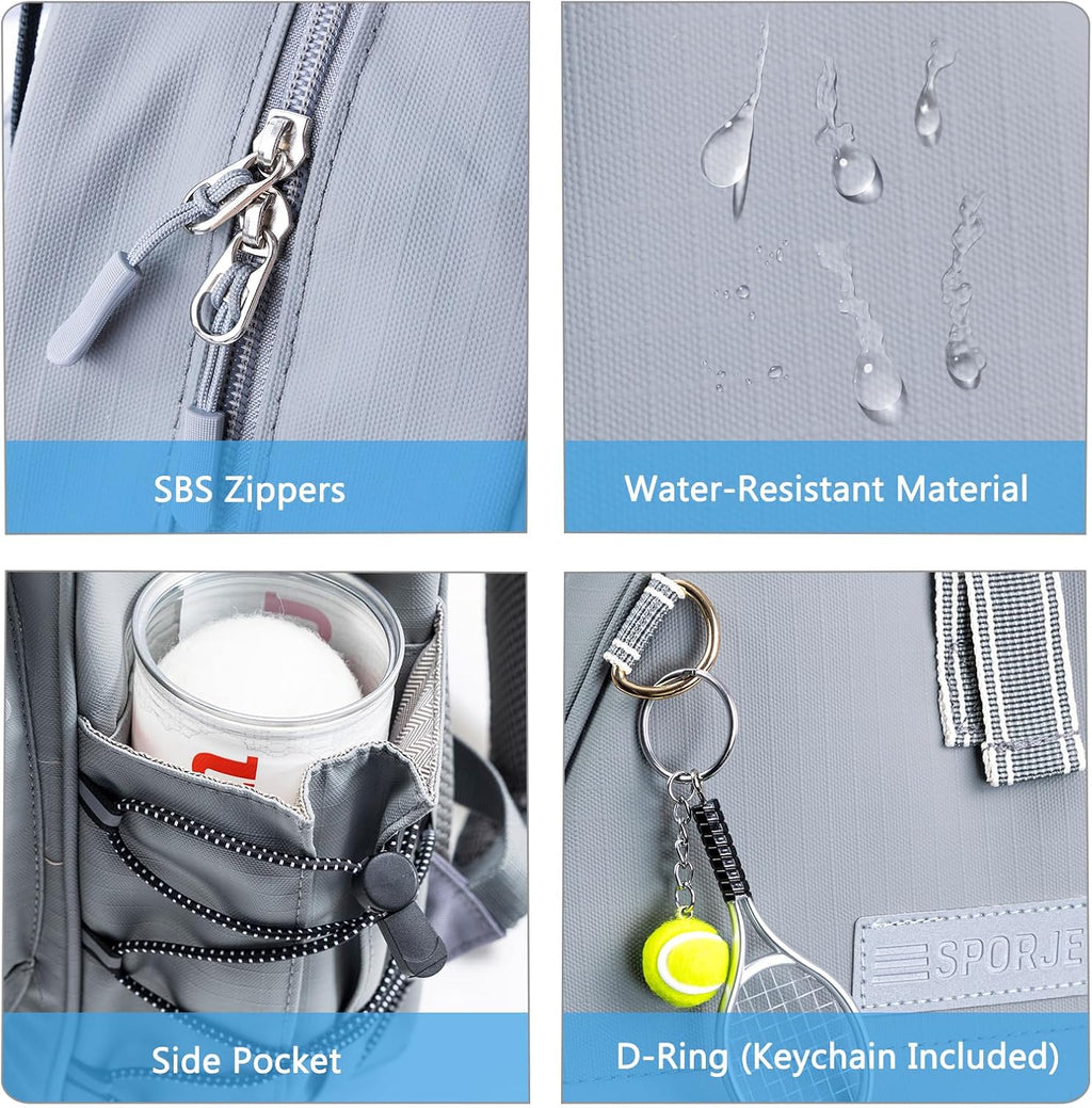 SPORJET Mochila de Tenis con Soporte para 2 Raquetas, Bolsa de Raqu...