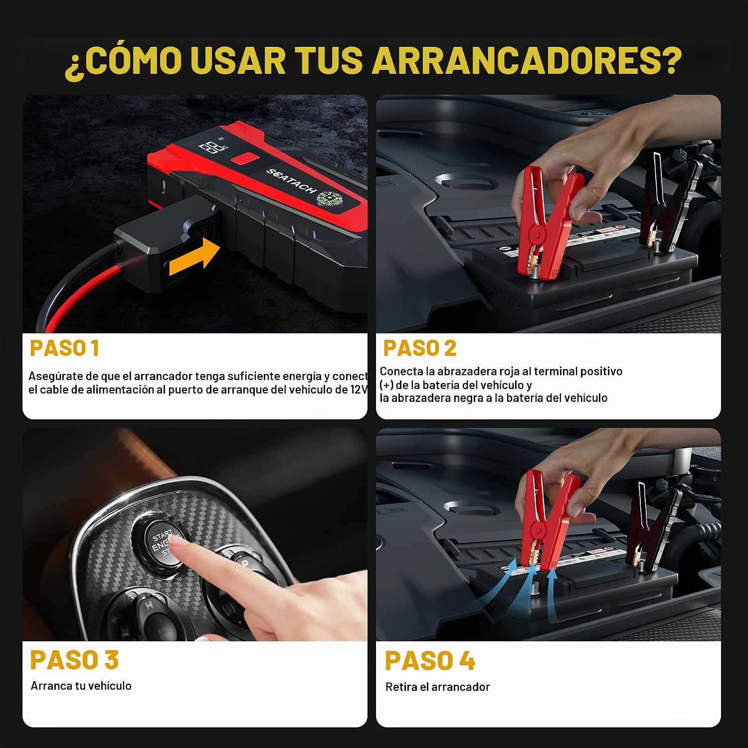 Scatach Jump Starter, 6000A batería Jumper Starter Caja de salto po...