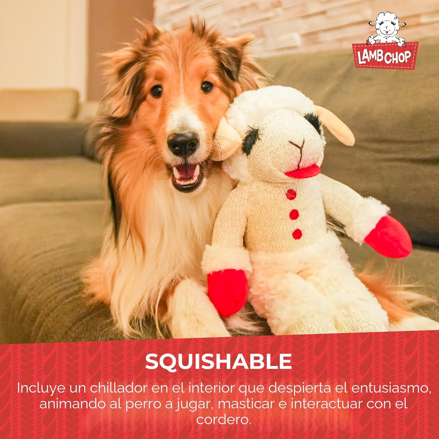 Multipet Licenciado oficialmente Lamb Chop Jumbo White Pelush Dog T...