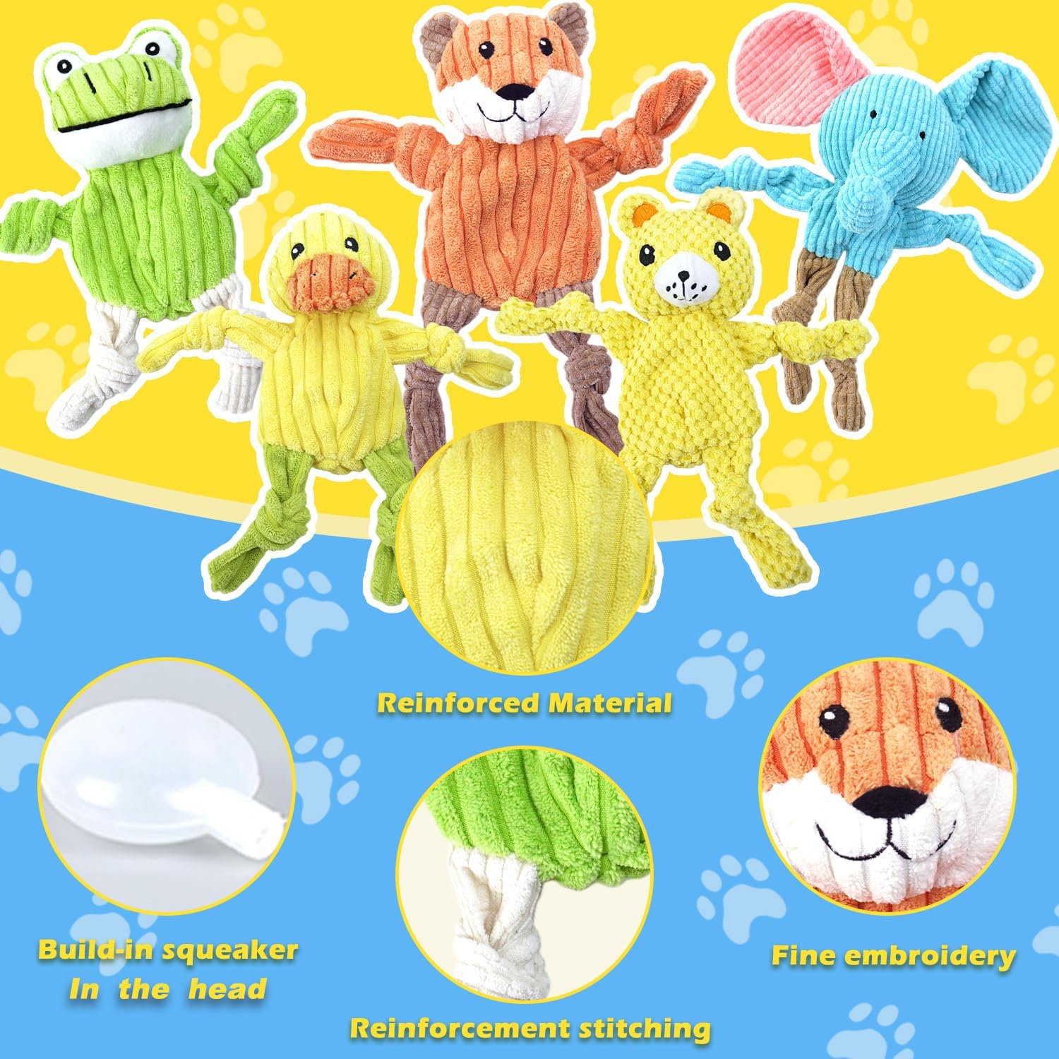 MRSOHRET Paquete de 5 juguetes chirriantes para perros, juguetes de...
