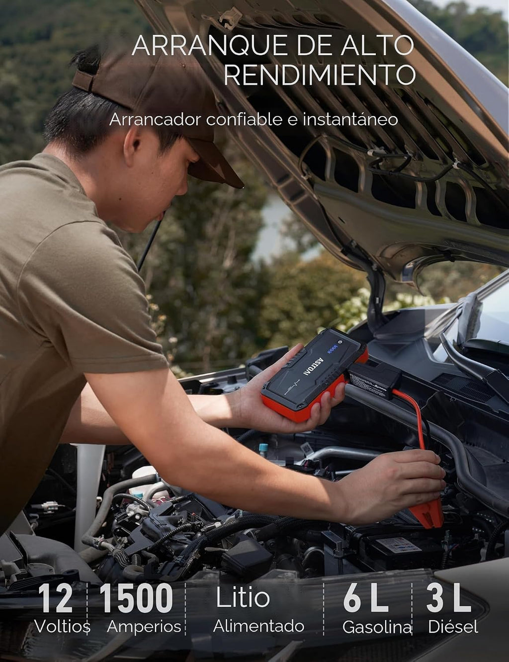 AstroAI S8 Arrancador de Batería de Coche, Paquete de Arrancador de...