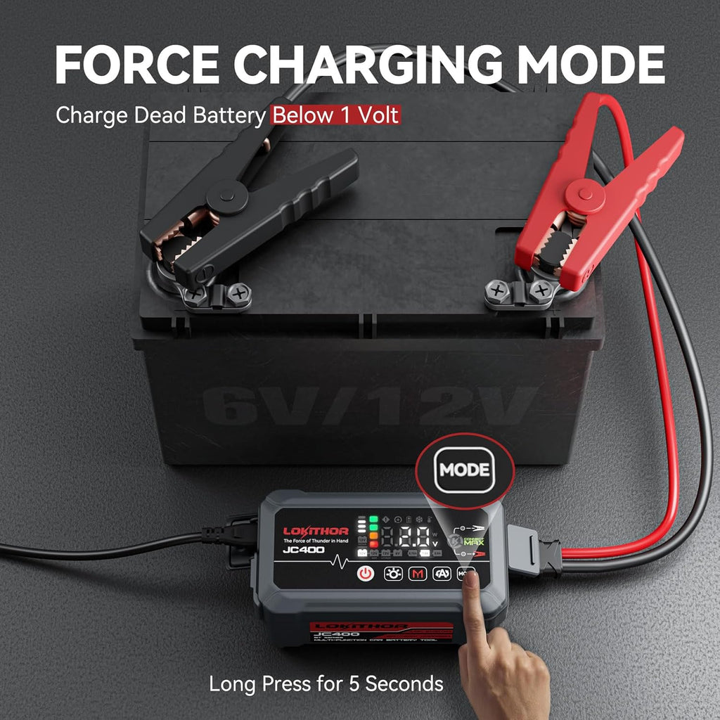 LOKITHOR Cargador de batería de coche JC400 2A\/1A\/750mA 6\/12V y...