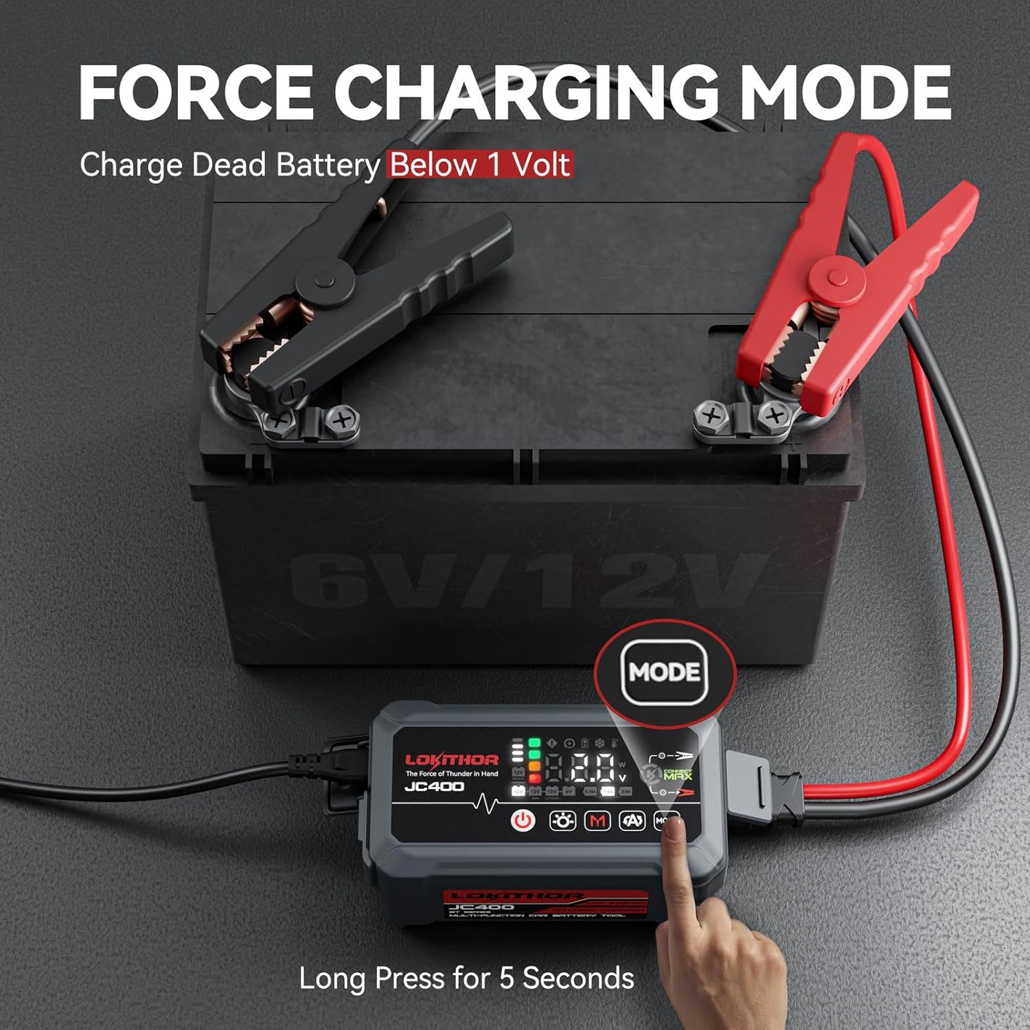 LOKITHOR Cargador de batería de coche JC400 2A\/1A\/750mA 6\/12V y...