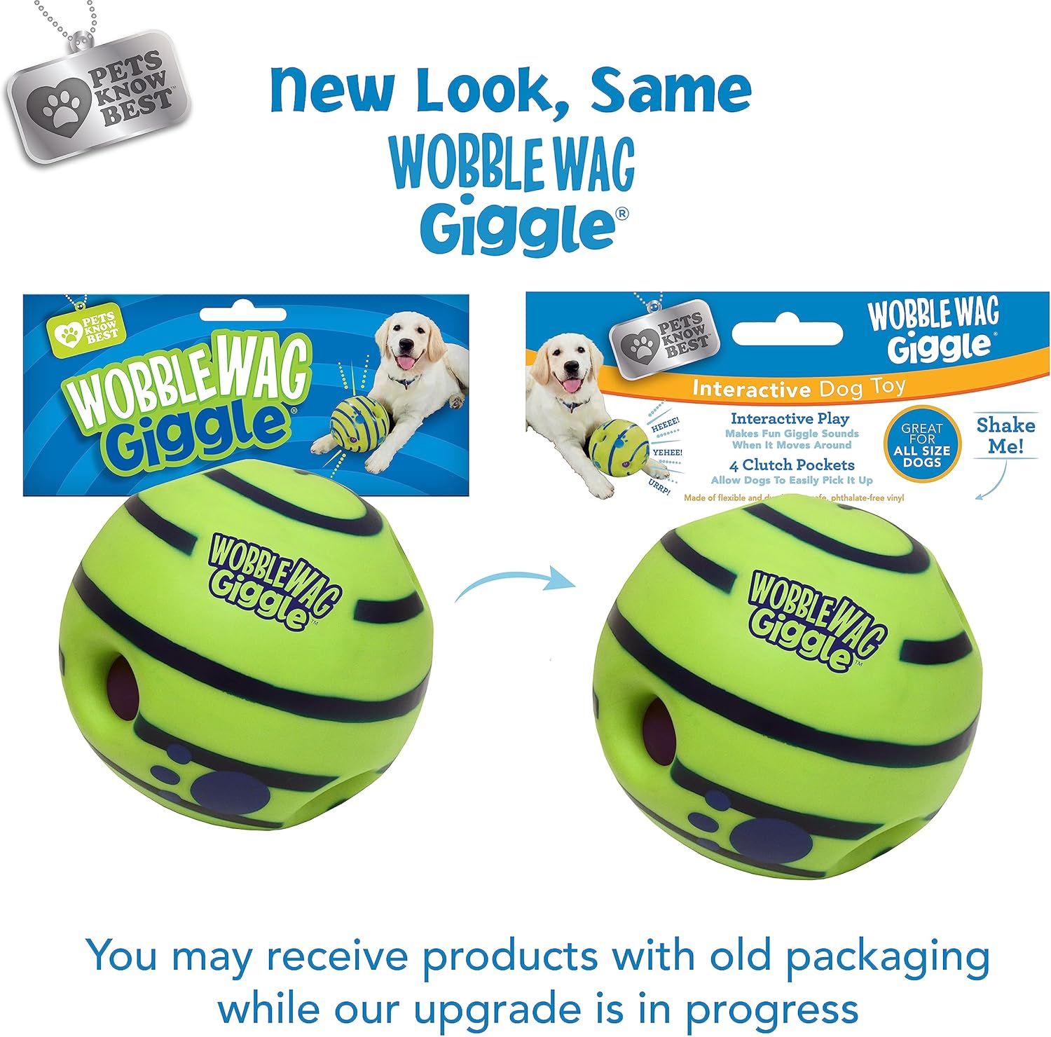 Perro de juguete, Wobble WAG Giggle Balón, M, Verde