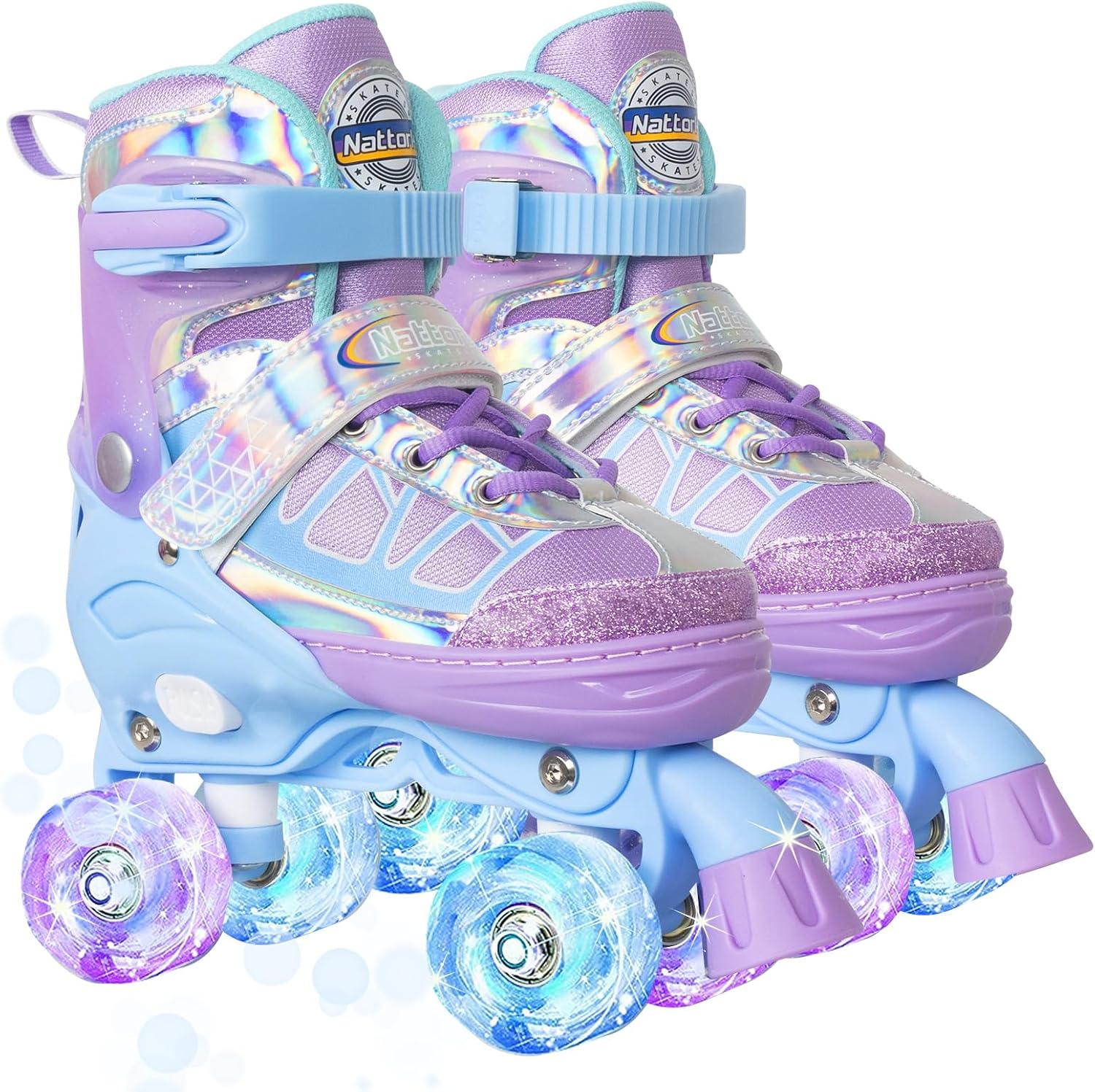 Nattork Patines de ruedas para niños y niñas, 4 tamaños ajustables...
