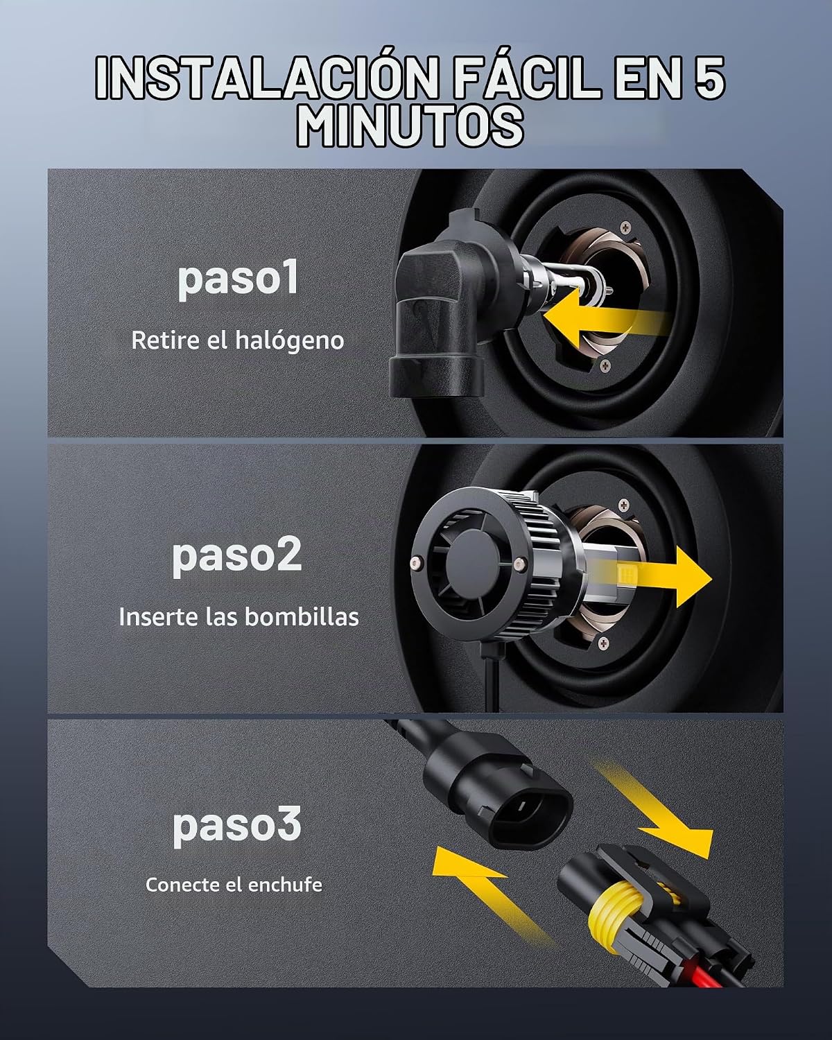AUXITO Bombillas Y19 9005, 70000LM blanco frío, repuesto directo 90...