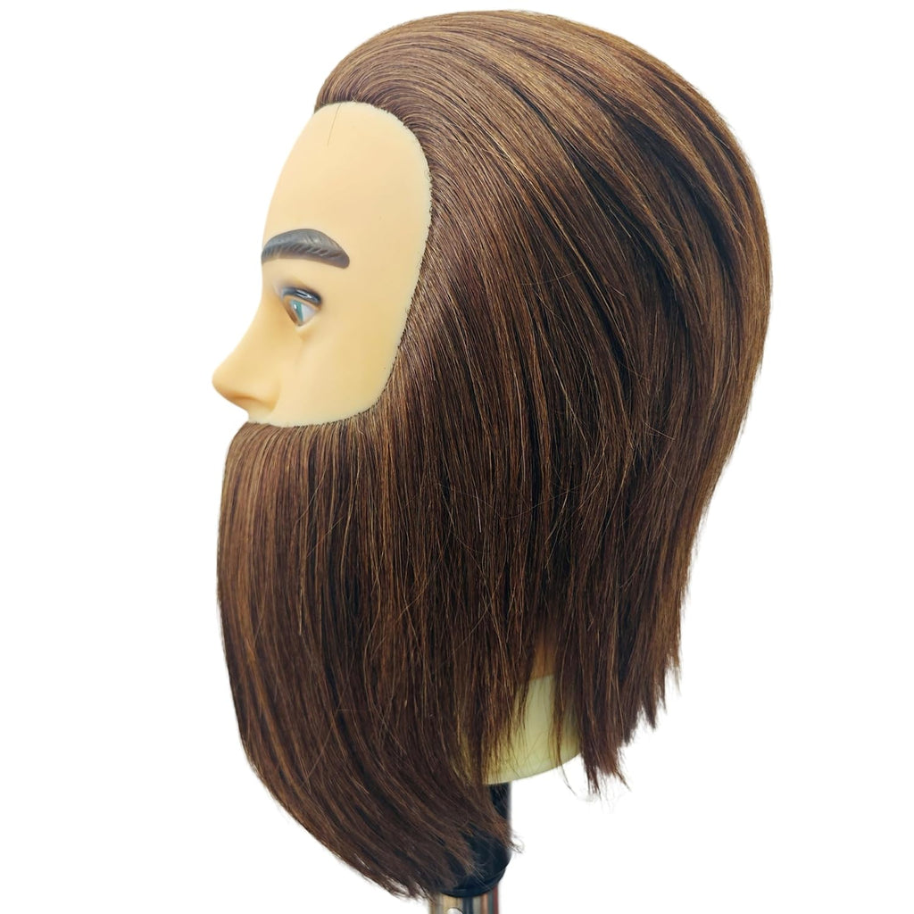Cabeza de maniquí para hombre con cabello humano y barba, cabeza de...