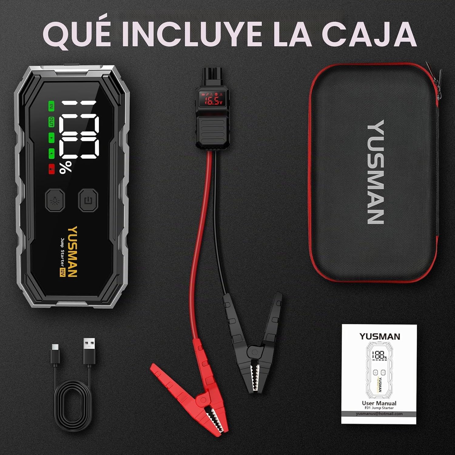 Arrancador de coche YUSMAN, paquete de batería de salto de 8000A 12...
