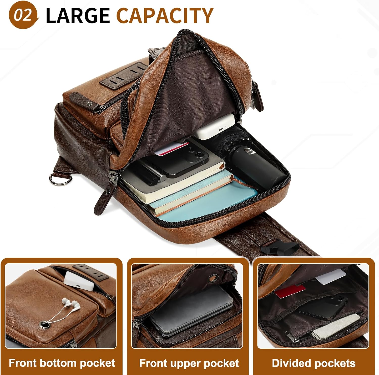 SUIKIHUM Mochila de piel sintética vintage para hombre, bandolera,...