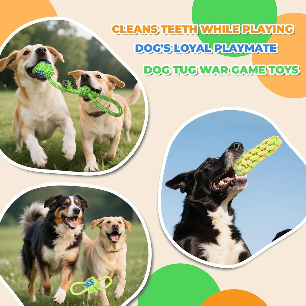 DSUMD Paquete de 7 juguetes de cuerda para perros, juguetes interac...