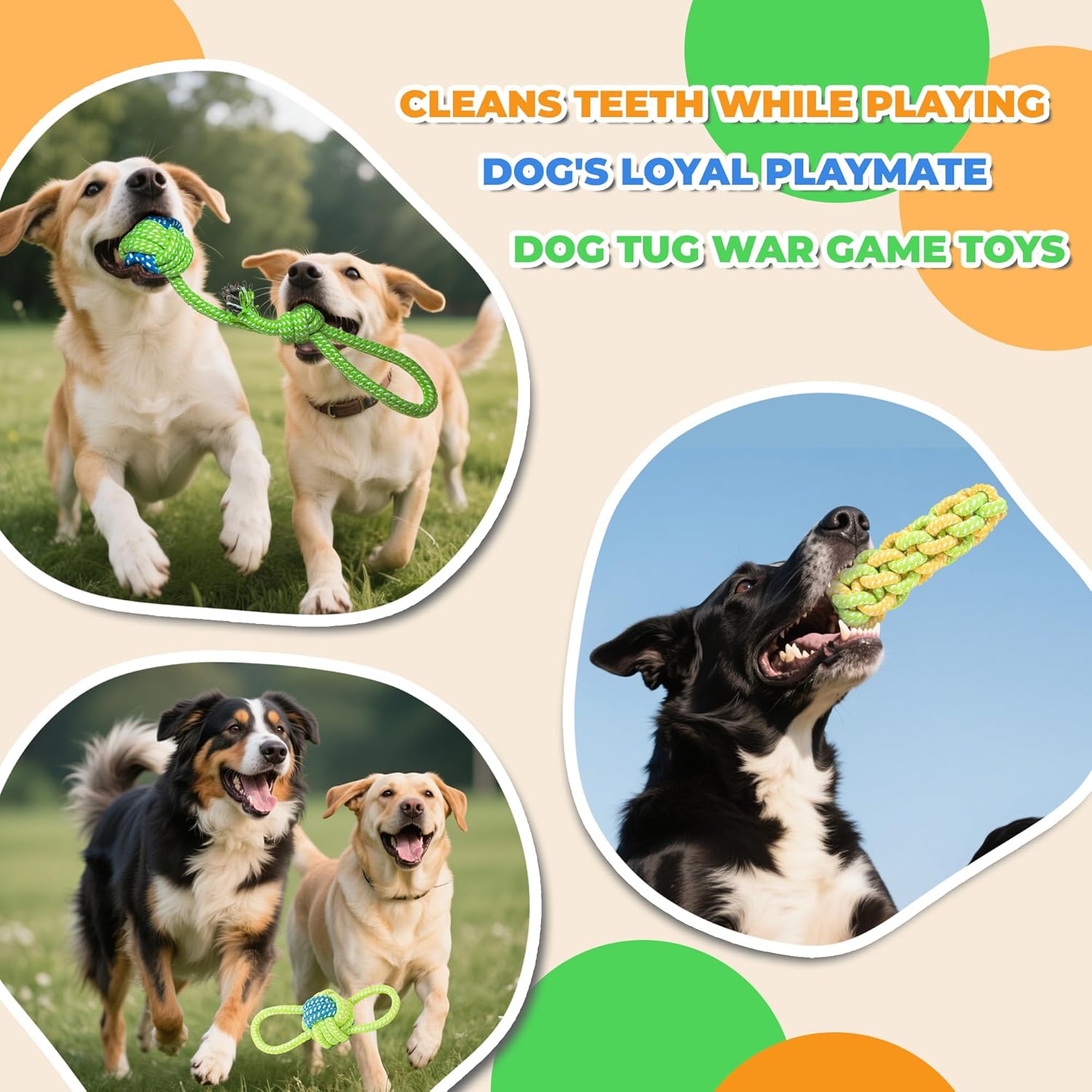 DSUMD Paquete de 7 juguetes de cuerda para perros, juguetes interac...