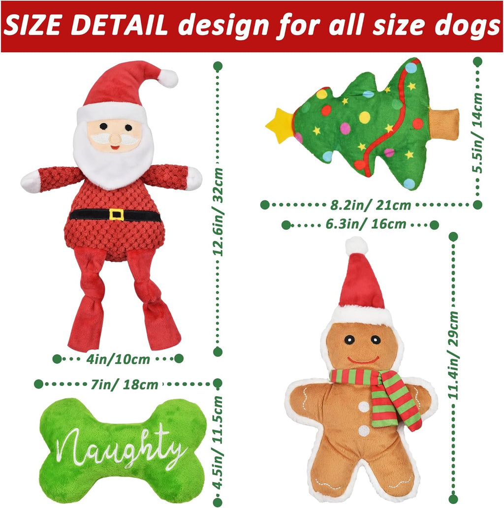 LECHONG Juguetes de Navidad para perros, 4 juguetes chirriantes par...