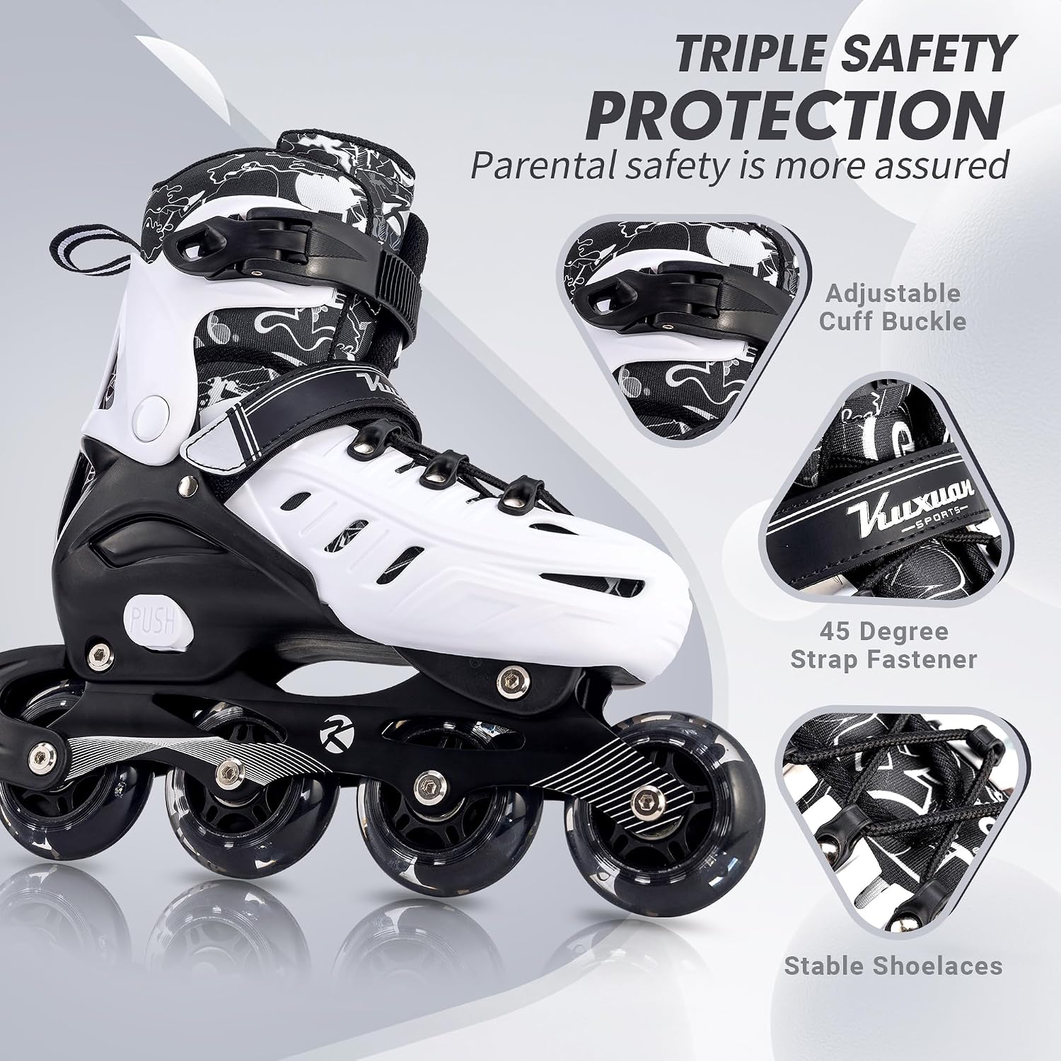 Kuxuan skates Patines en línea ajustables para niños, jóvenes y adu...