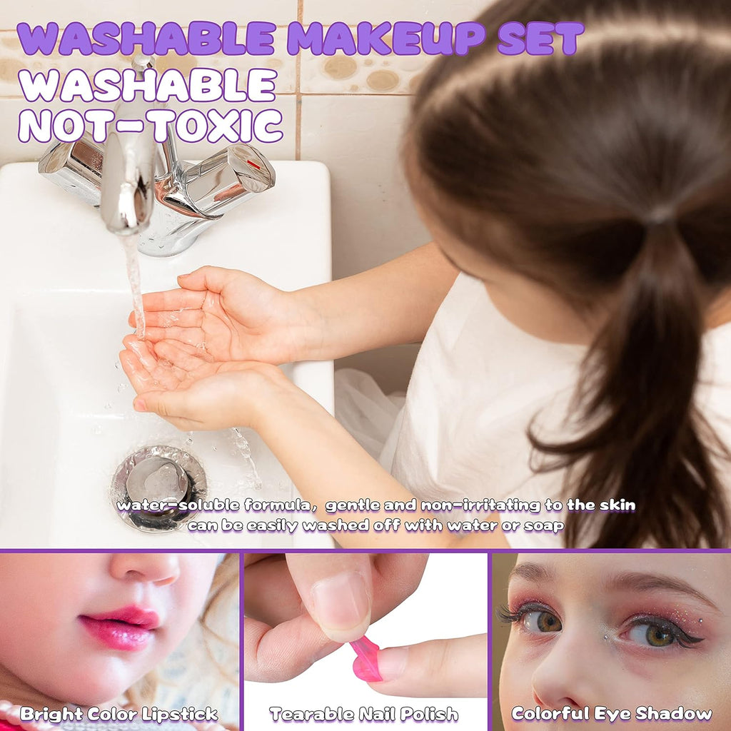 54 piezas de kit de maquillaje para niñas, princesa de juguete, kit...
