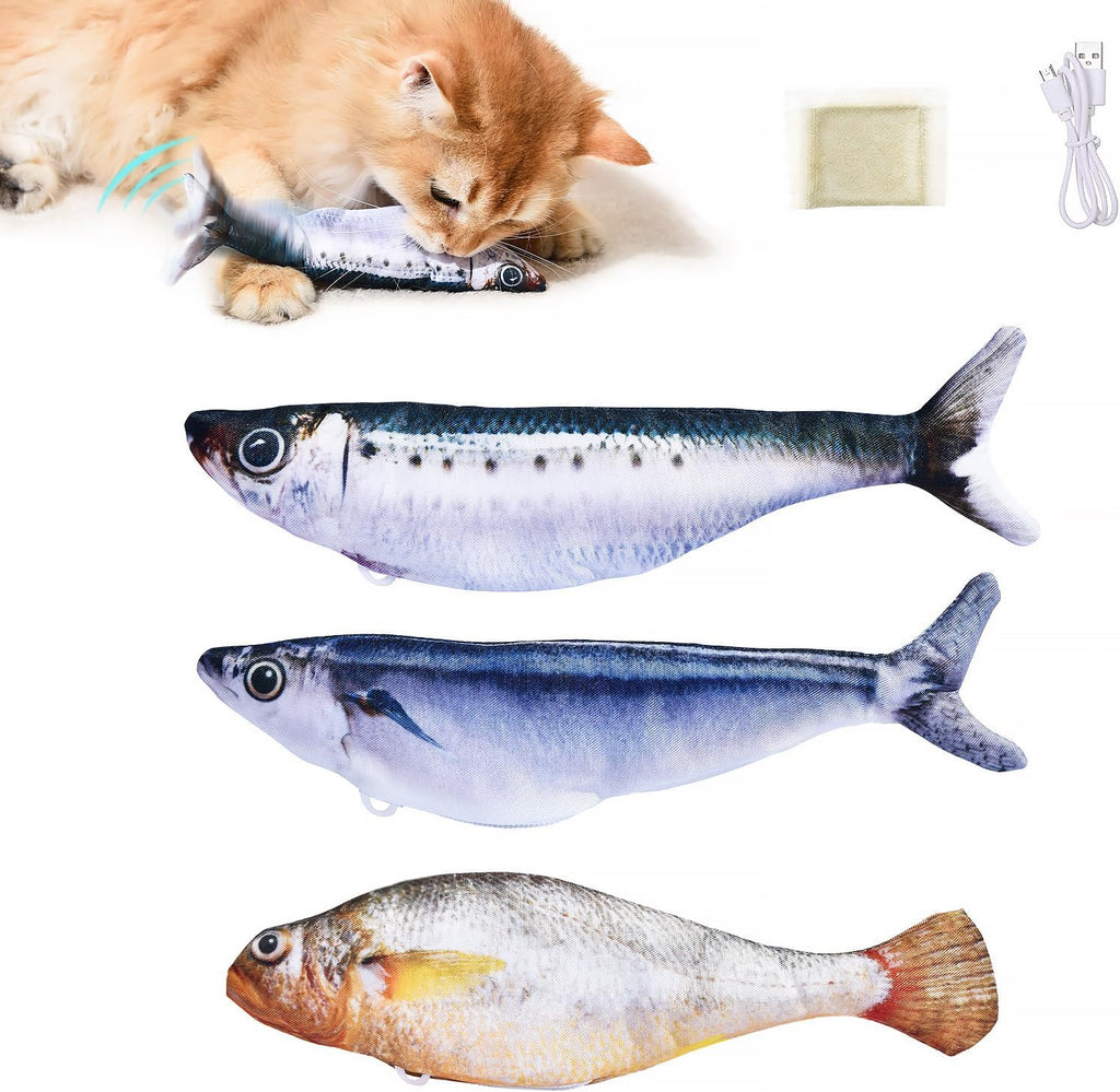 Petgravity - Juego de 3 juguetes para gatos, peces realistas y de t...