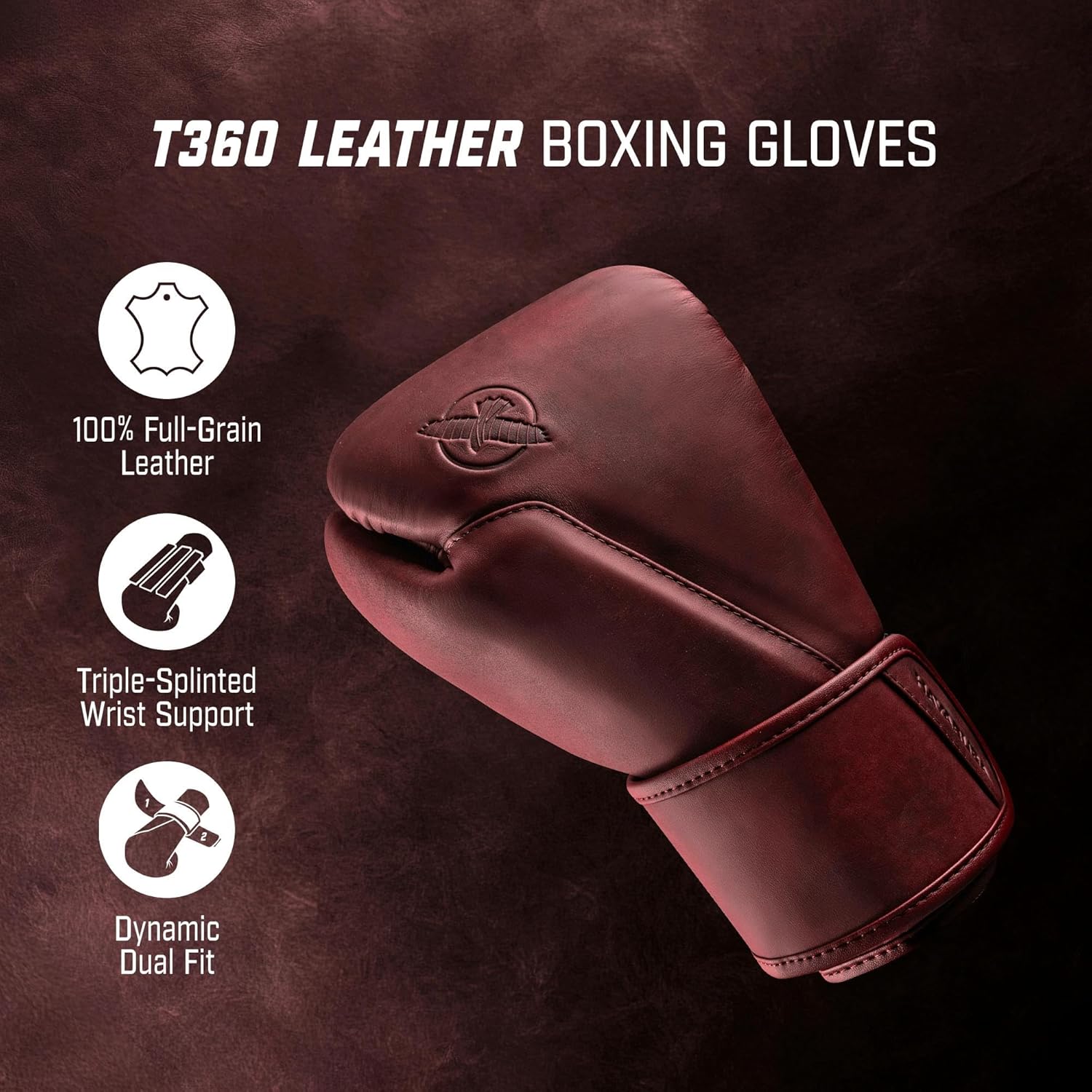 Hayabusa T360 Guantes de boxeo de cuero para hombres y mujeres, pro...