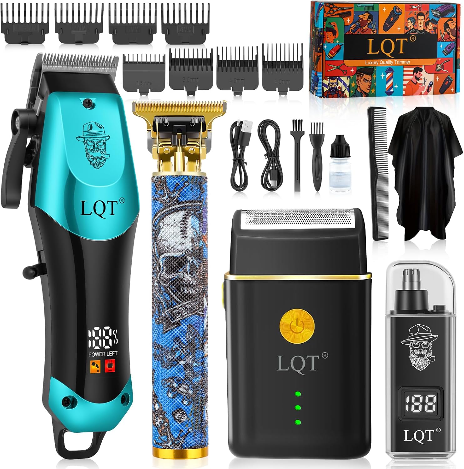 Cortapelos para hombres con pantalla LED de alimentación, kit de as...