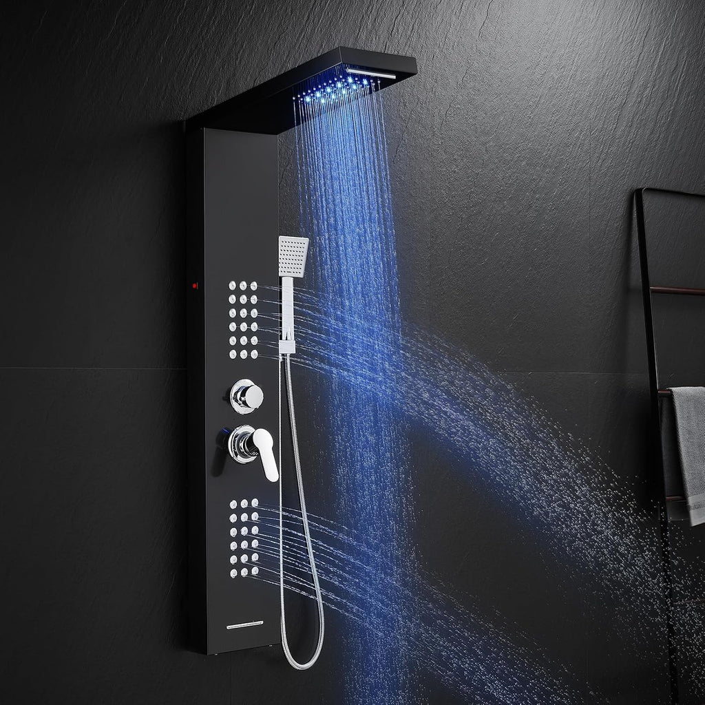 ROVATE 5 en 1 LED Rainfall - Panel de ducha con sistema de torre de...