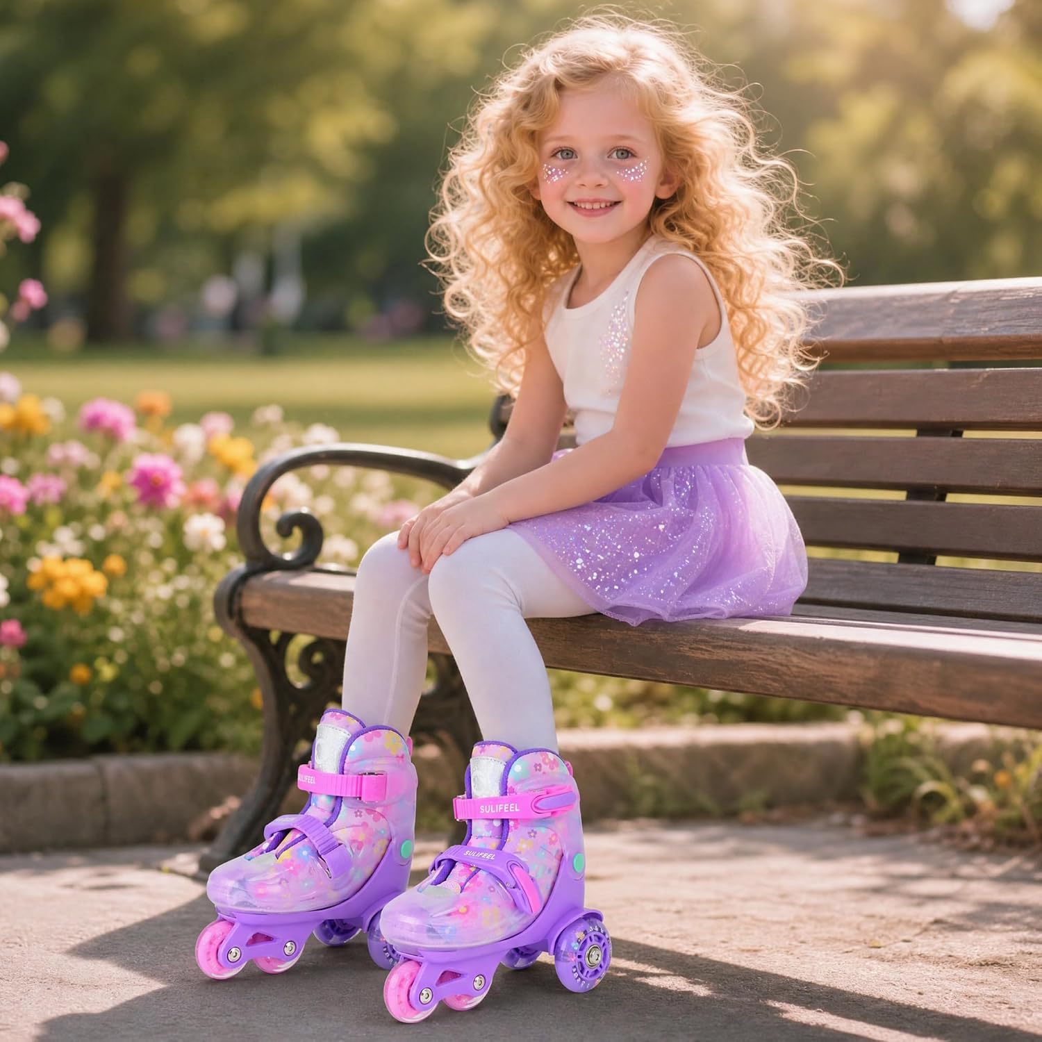 SULIFEEL Patines de Ruedas Ajustables para Niñas Niños Infantiles,...