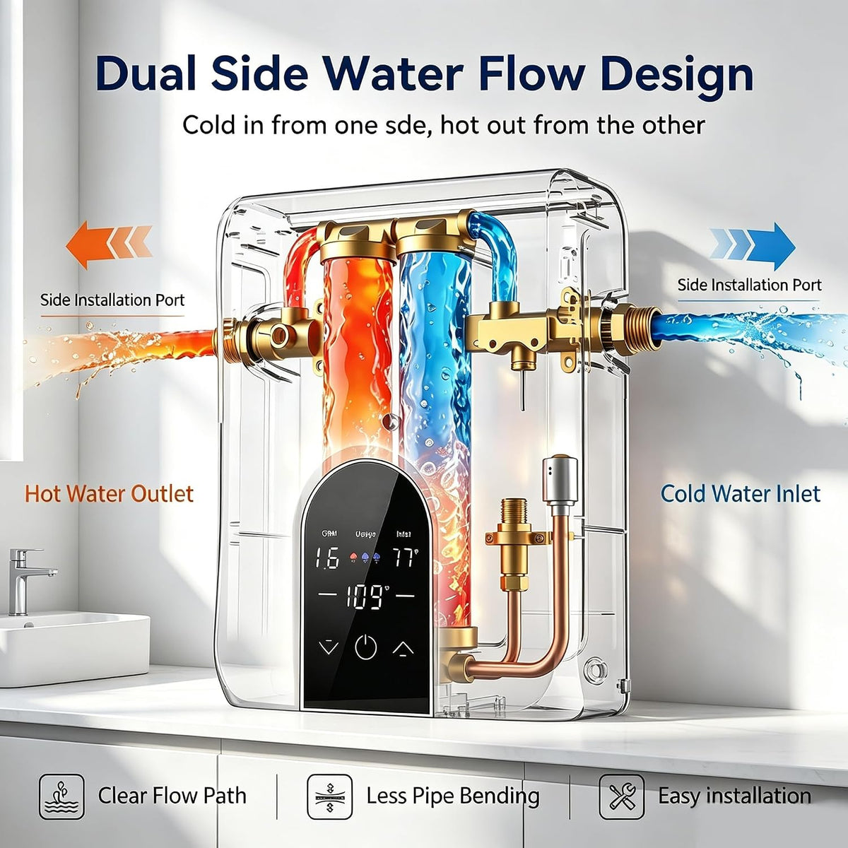 Calentador de agua instantáneo de 13kW 240V para ducha, certificado...