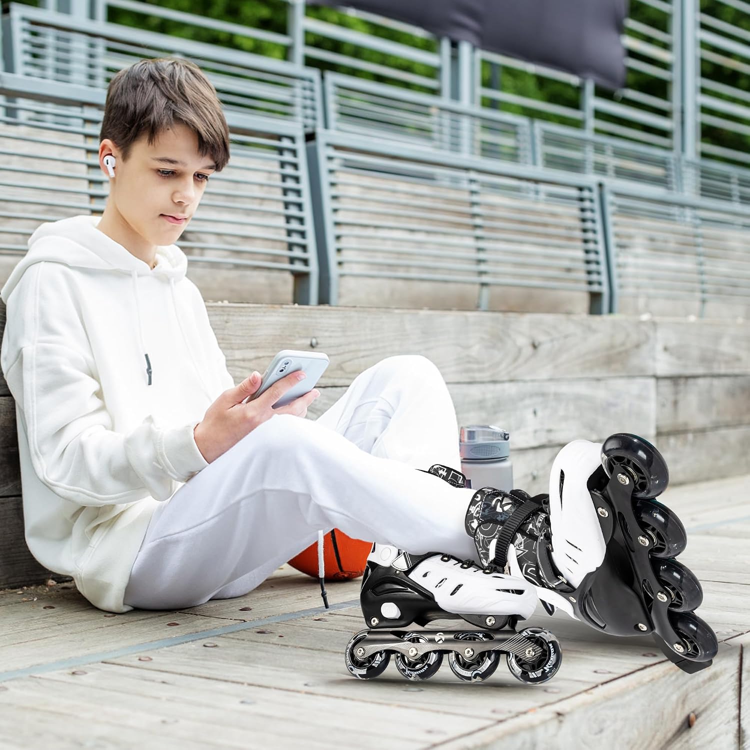 Kuxuan skates Patines en línea ajustables para niños, jóvenes y adu...