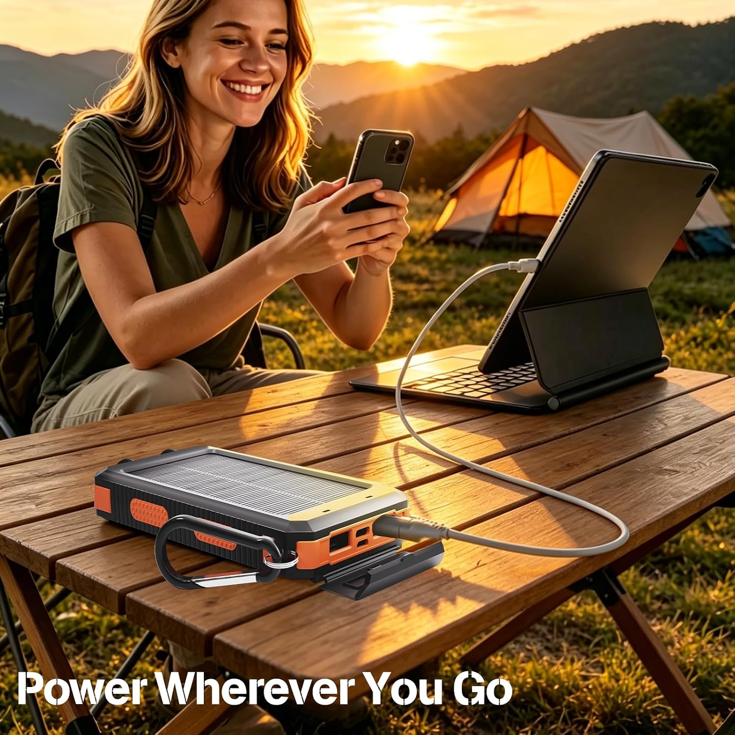 Banco de energía solar 38800mAh cargador portátil para teléfono con...