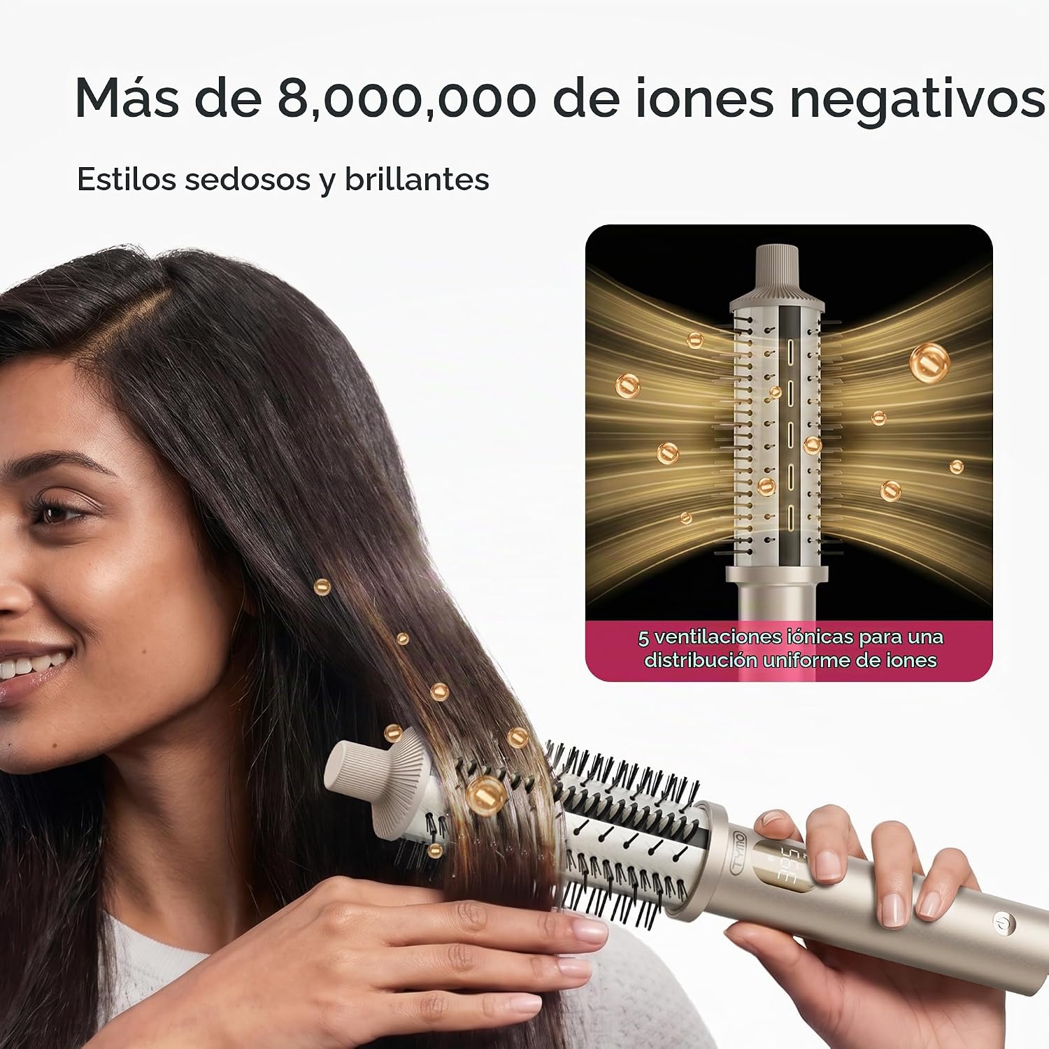 TYMO STYLUX PRO - Cepillo térmico para rizar, voluminizador redondo...