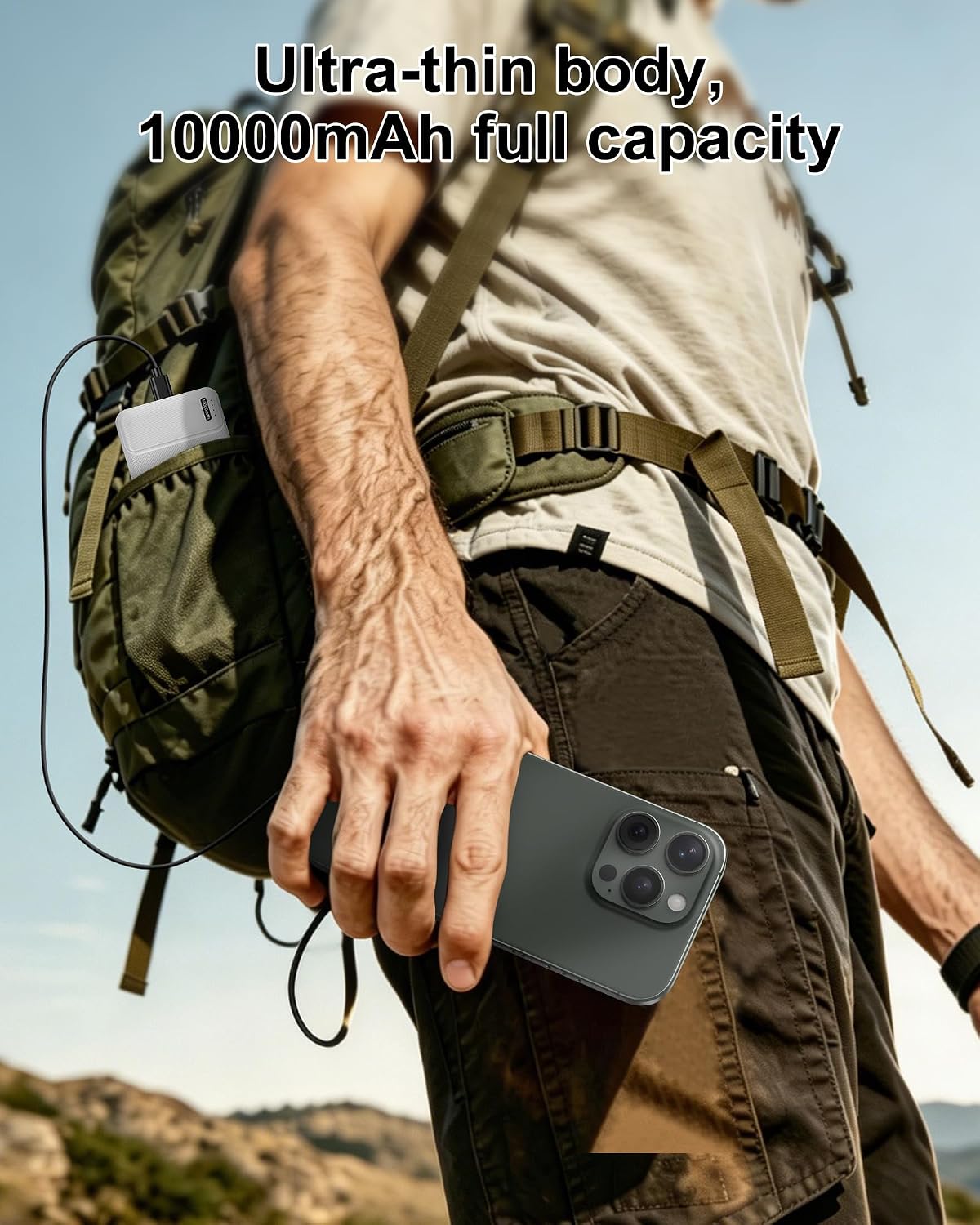 AsperX Paquete de 2 cargadores portátiles de salida USB C de 10000...