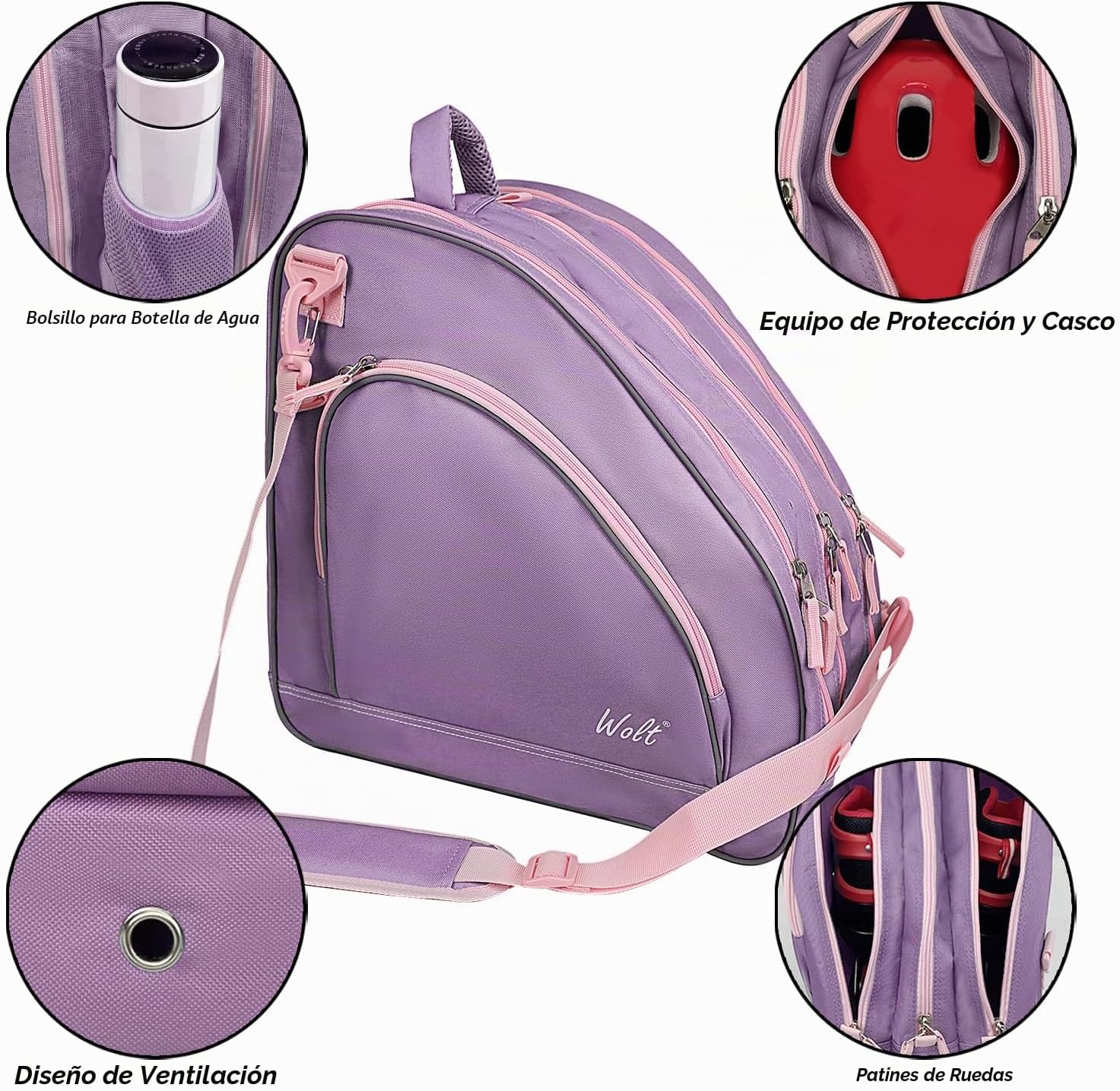 BOLSA PARA PATINES DE HIELO WOLT - Funda para patines de ruedas, fu...