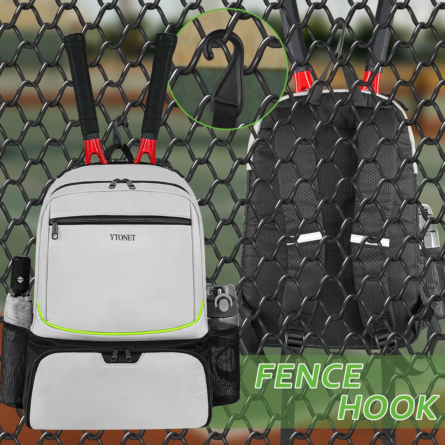 Ytonet Mochila de tenis para mujeres y hombres, 2 raquetas con bols...