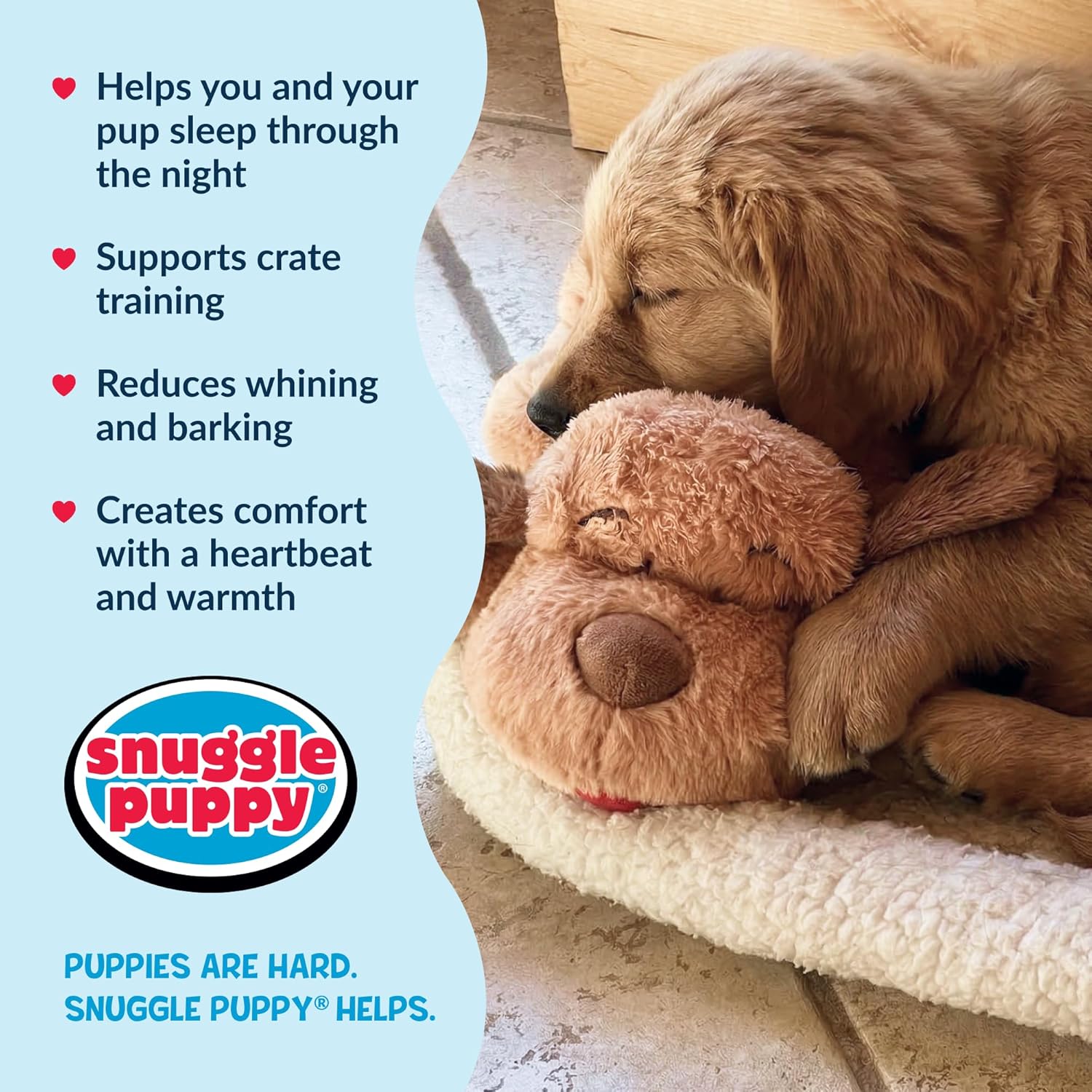 Snuggle Puppy Juguete original para cachorros con pulso y paquete d...