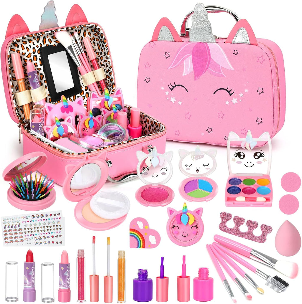 Heaning Juguetes de maquillaje lavable para niñas - Kit de maquilla...