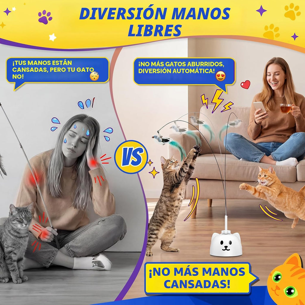 CATPICK Juguetes interactivos para gatos de interior, juguete autom...