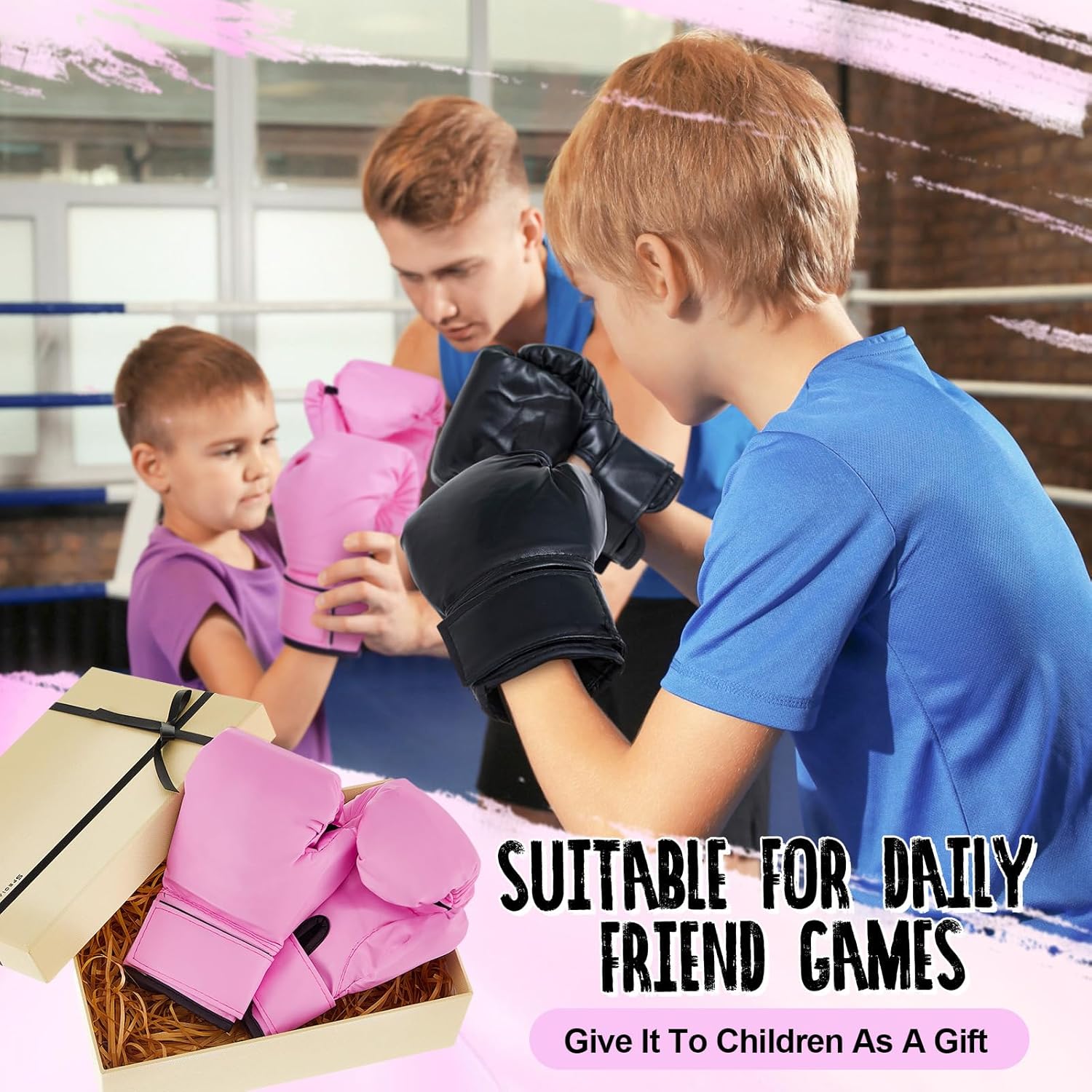 VercanMonth 2 pares de guantes de boxeo para niños de 6 oz, guantes...