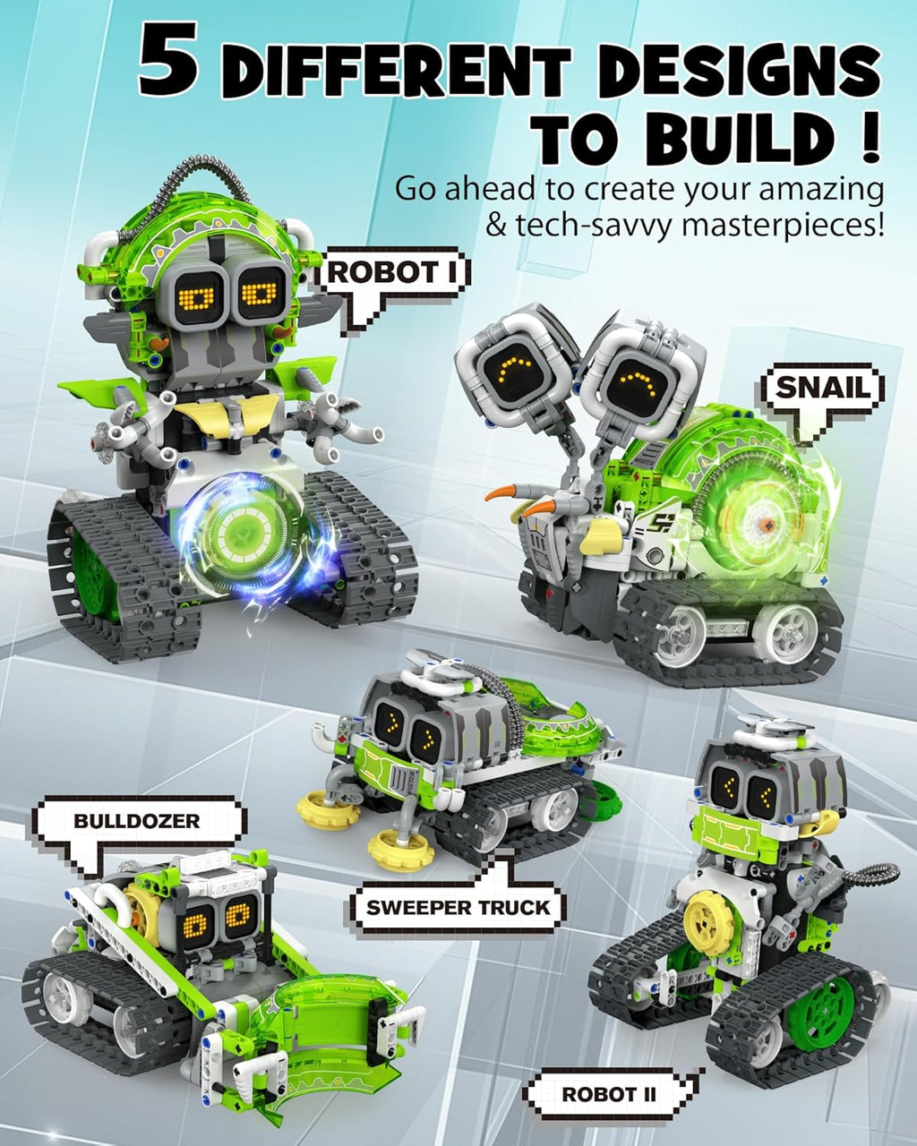 Opmind Juego de construcción de juguetes de robot STEM AI 5 en 1, 4...