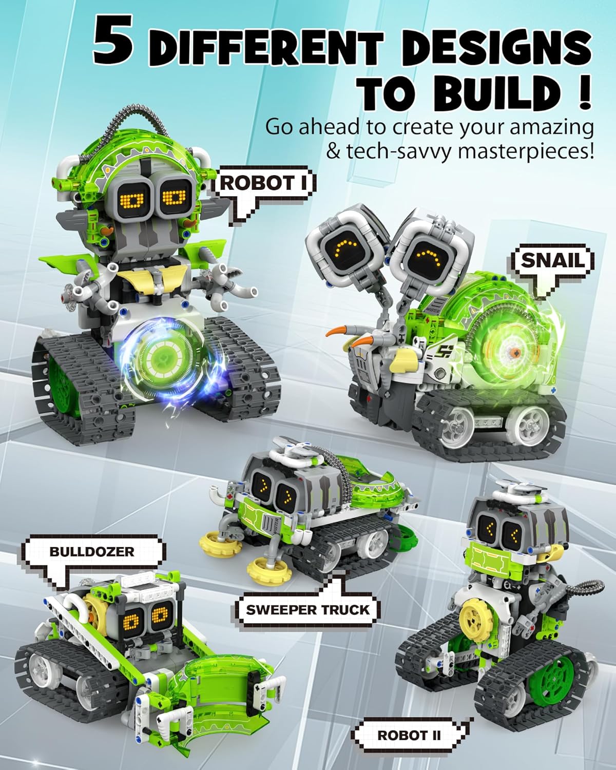 Opmind Juego de construcción de juguetes de robot STEM AI 5 en 1, 4...