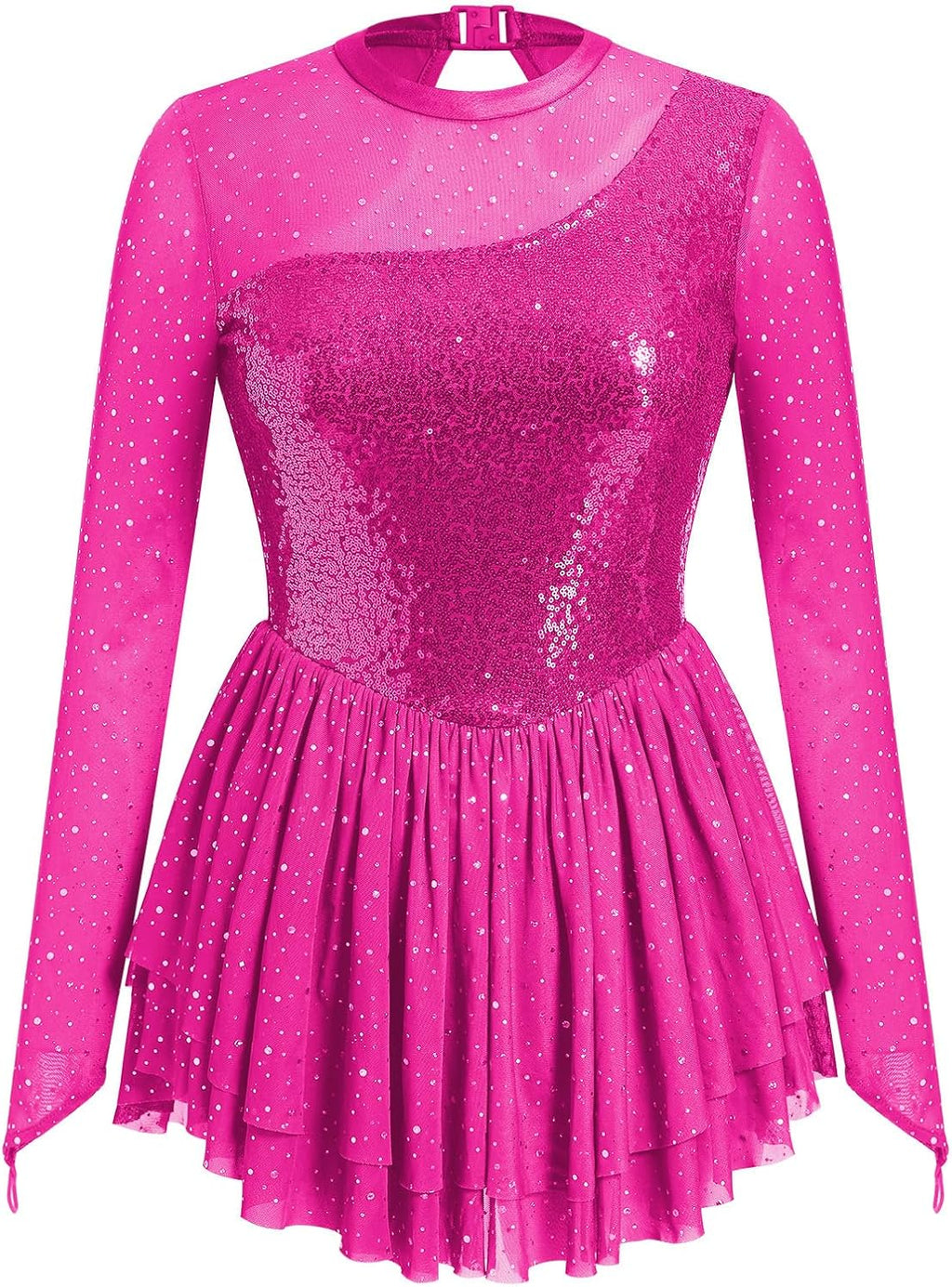 AFAVOM Vestido de patinaje artístico con lentejuelas para mujer, ma...