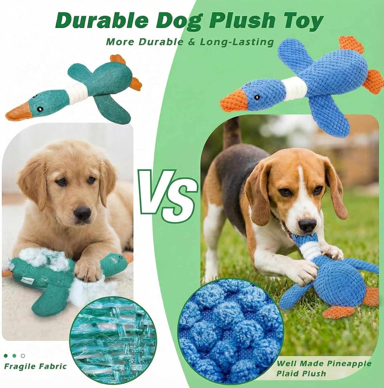 Paw-FECT - Juguete chirriante para perro de ganso, juguete masticab...