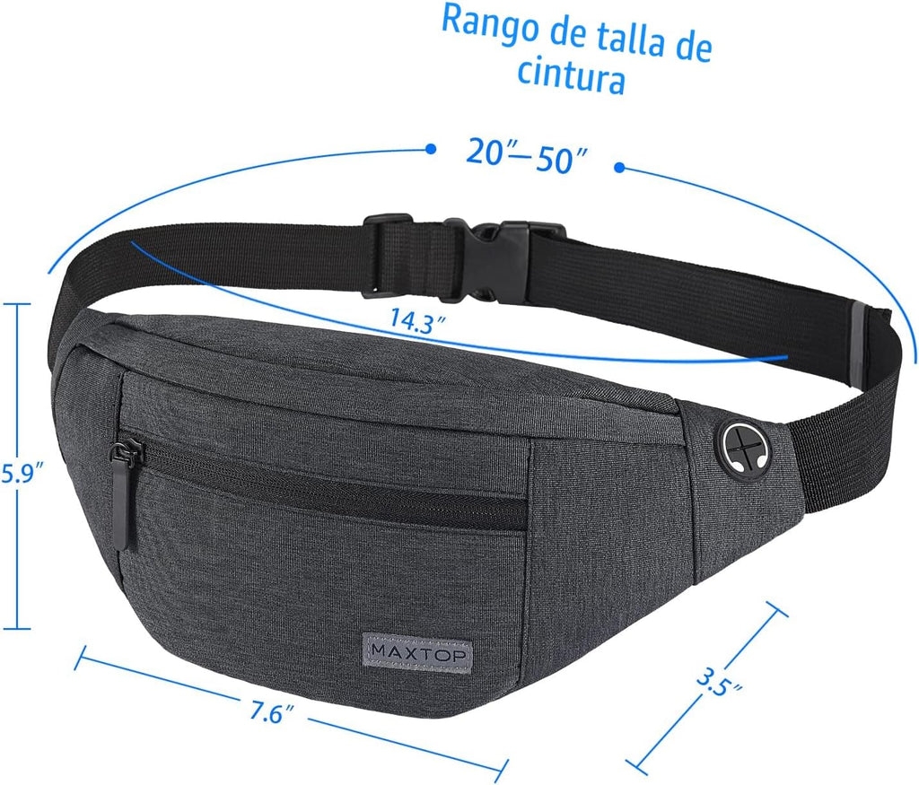 MAXTOP - Cangurera cruzada grande con 4 bolsillos con cremallera, i...
