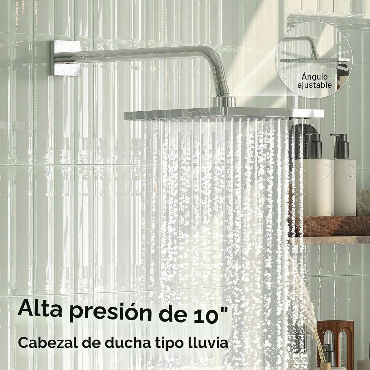 Esnbia Juego de grifo de ducha, sistema de ducha de lluvia con válv...