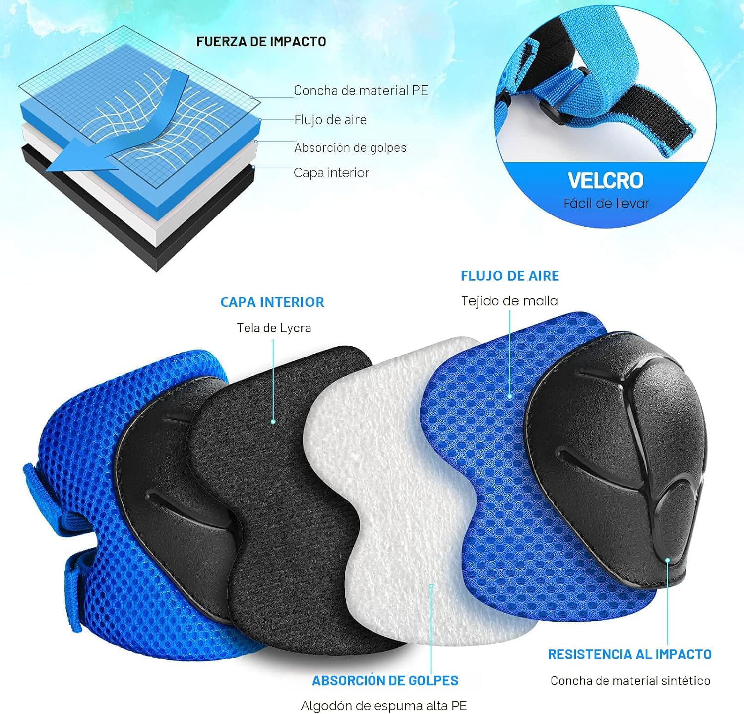 Wemfg - Juego de protección para niños, rodilleras para niños de 3...