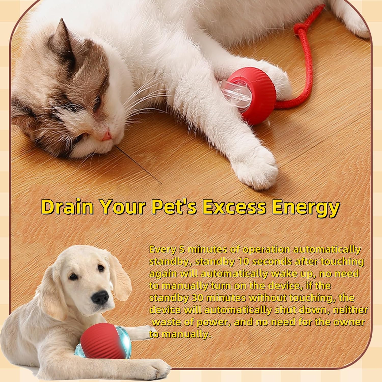 Pelota de juguete interactiva para perros y gatos, movimiento autom...