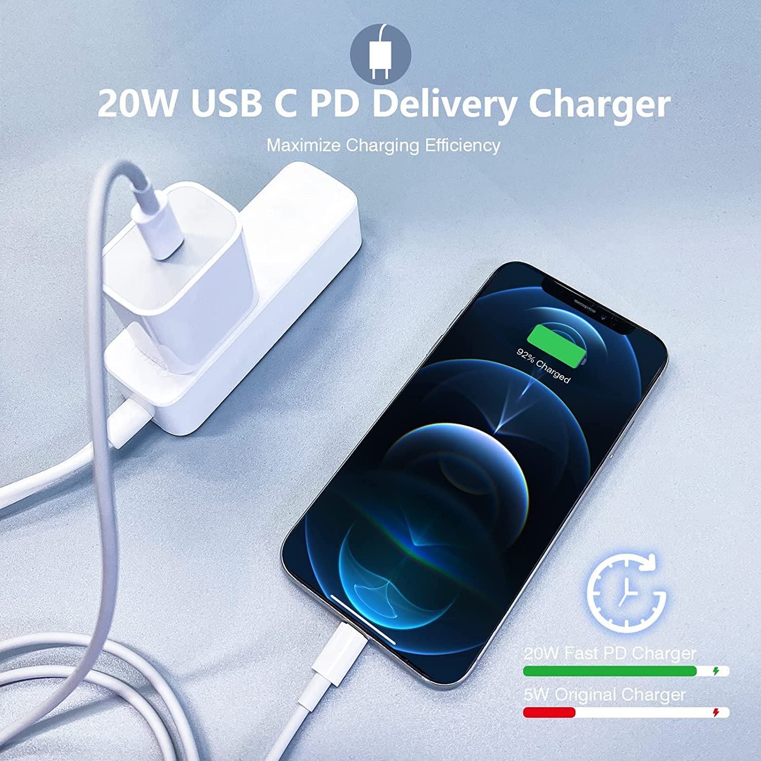 Cargador rápido para iPhone 13, 12, 11, paquete de 3 [certificado A...