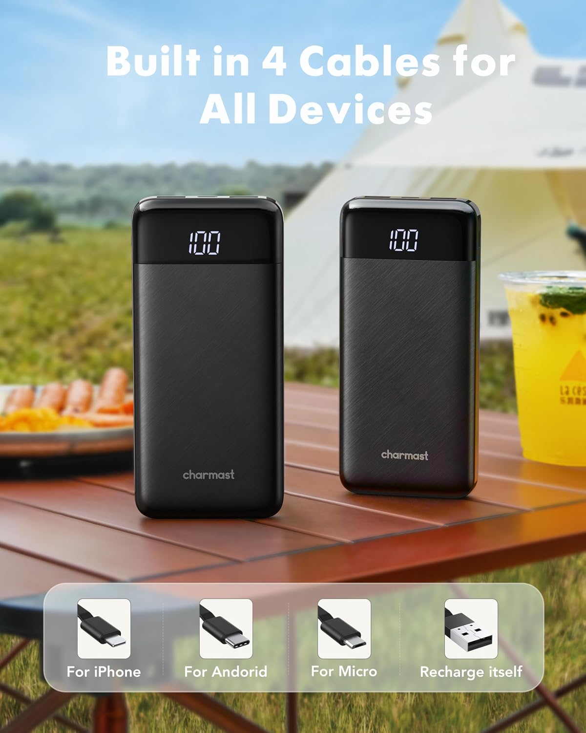 charmast Paquete de 2 cargadores portátiles de 10000 mAh, banco de...