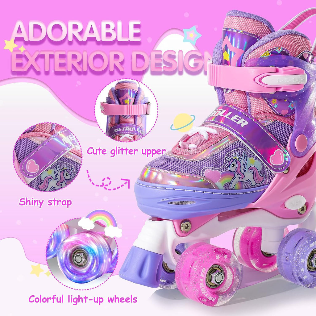 METROLLER Patines de ruedas brillantes para niñas de 4 a 12 años |...