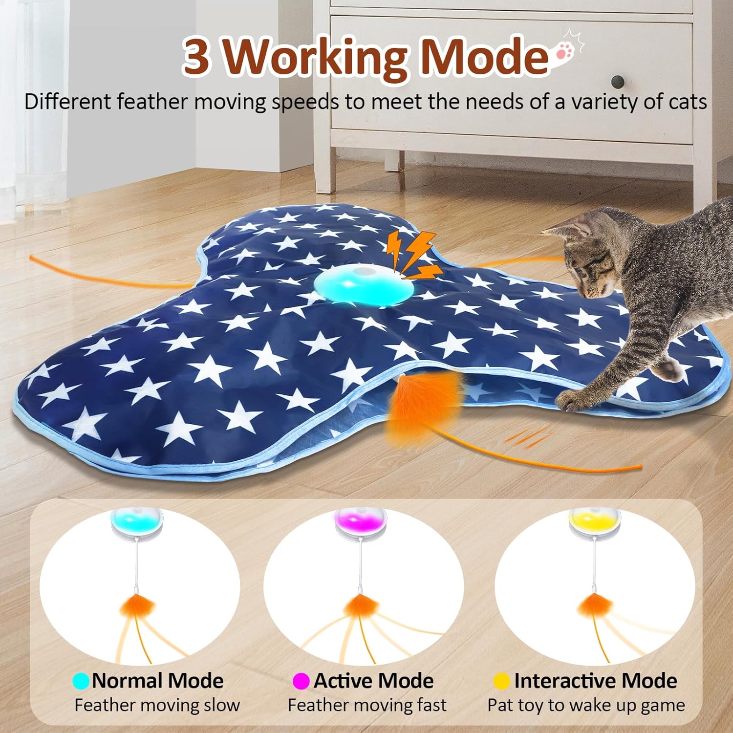 Sofolor Juguete interactivo para gatos, recargable, juguetes de eje...
