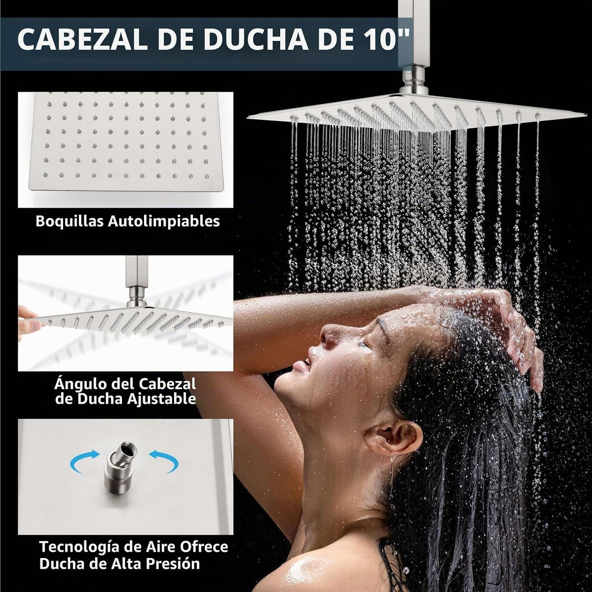 Aolemi - Juego de grifos de ducha de techo con doble cabezal de 10...