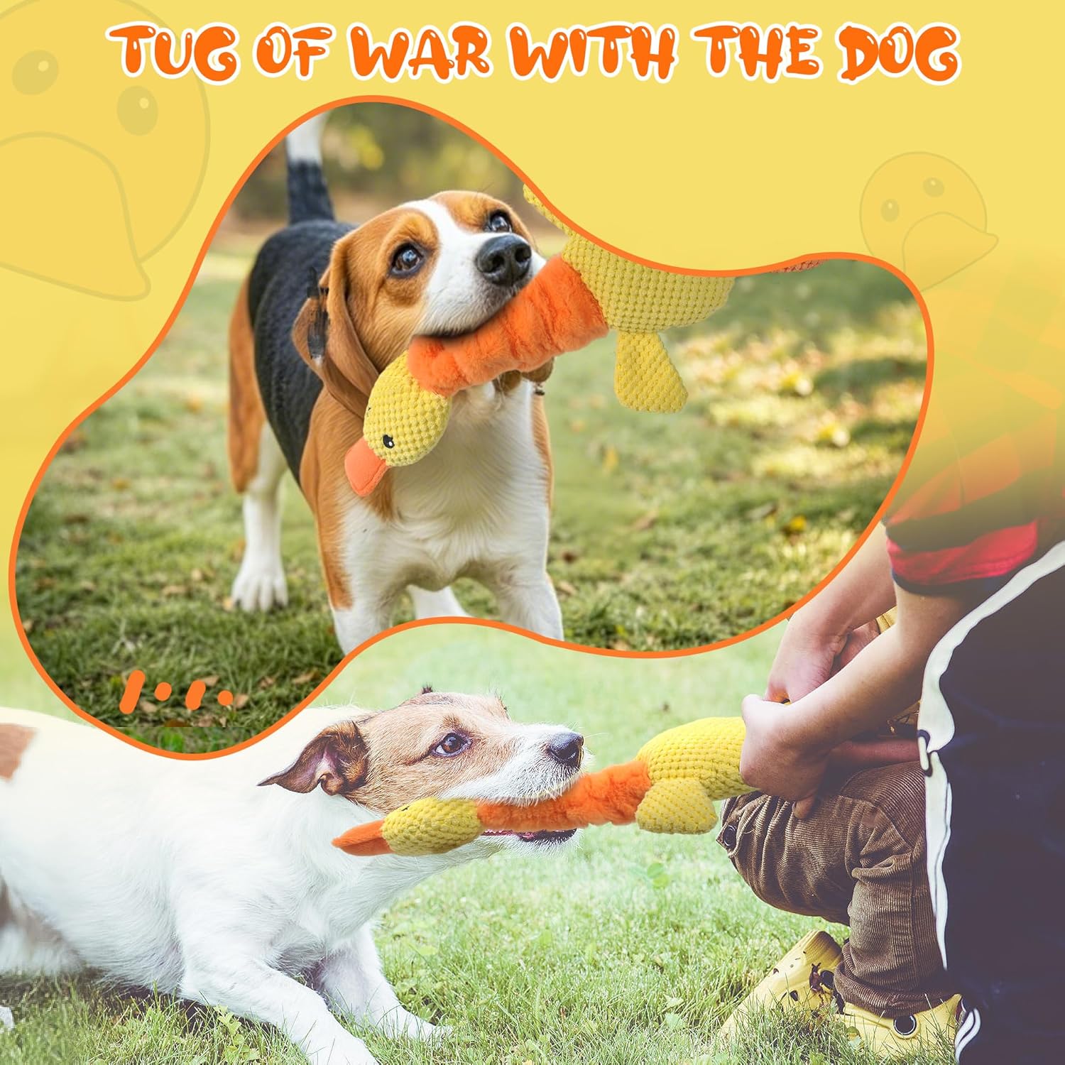 TwoEar Juguete de pato para perros con papel arrugado, juguete inte...